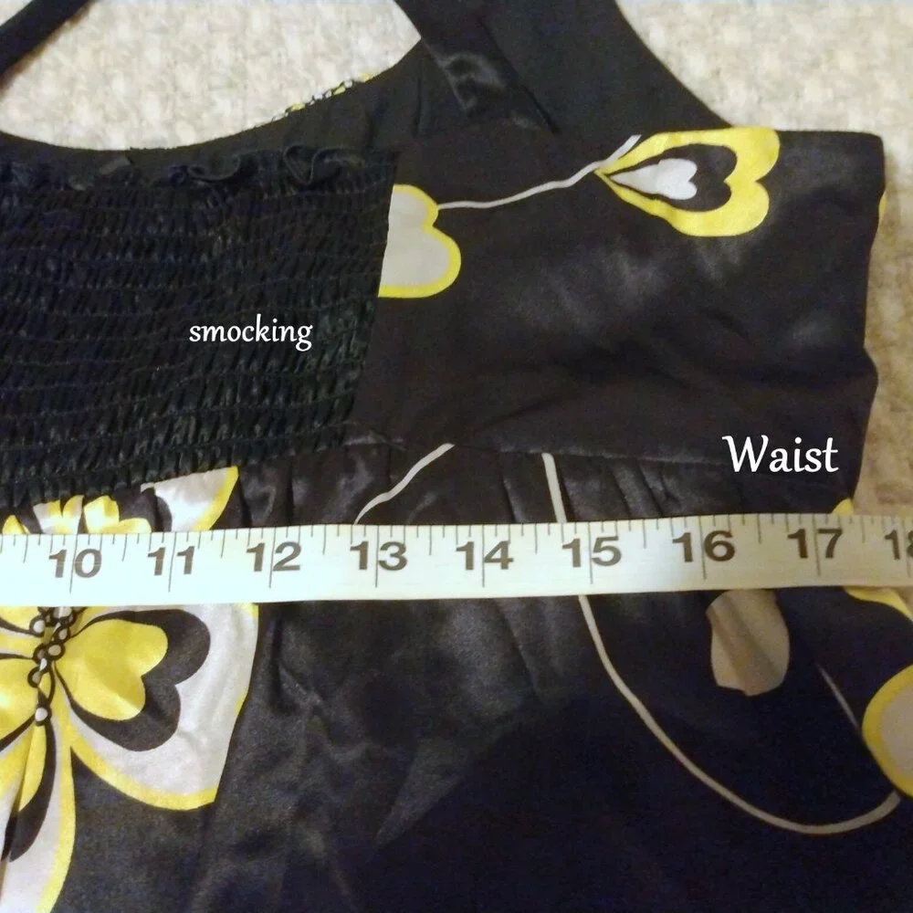 INC Bold Black Floral Silk Cocktail Dress 14 Garden Party Wedding Guest Y2K - Picture 10 of 11